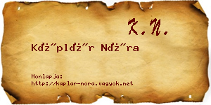 Káplár Nóra névjegykártya