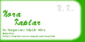 nora kaplar business card